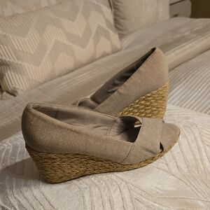 Chaps Taupe Wedge Sandals